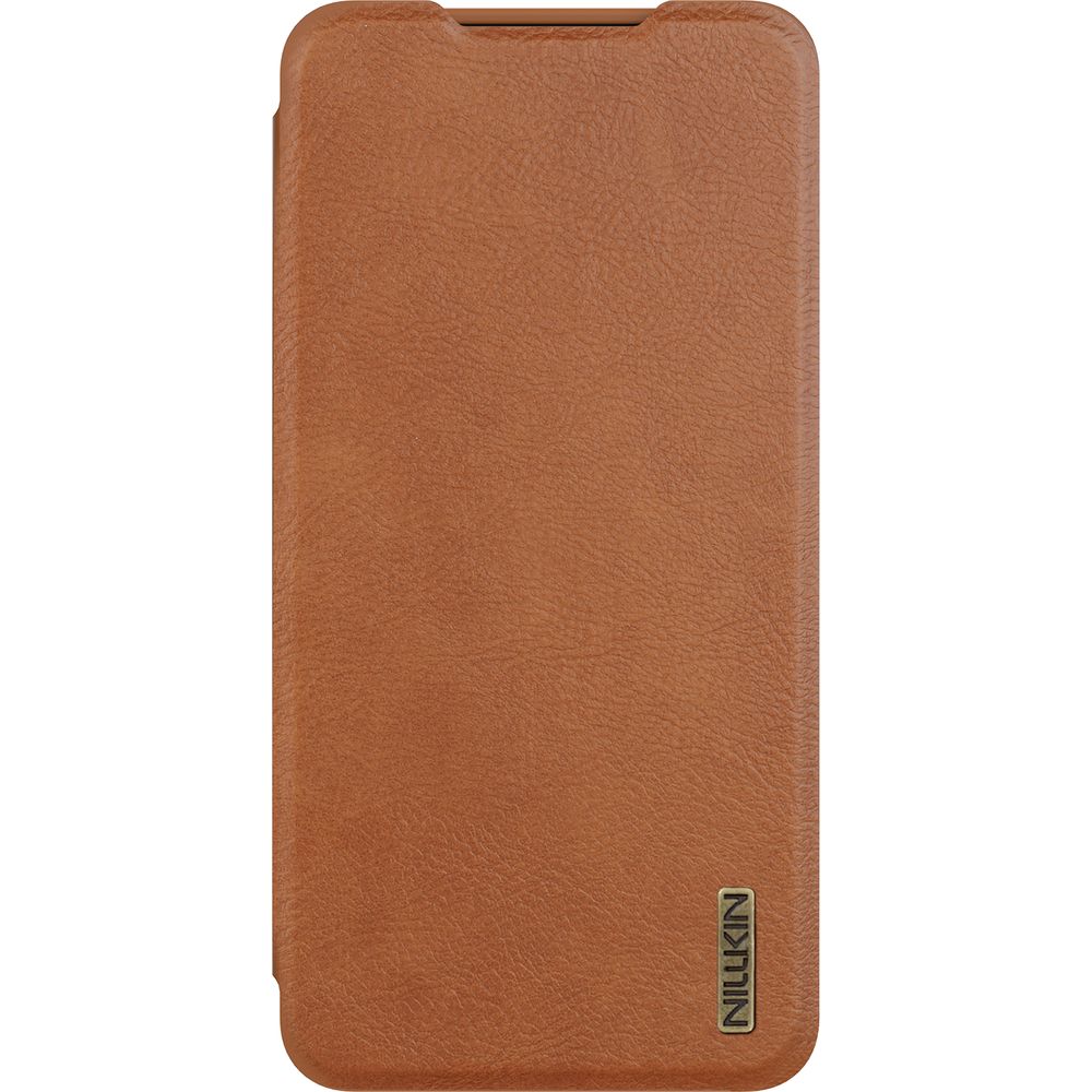 Handyhülle mit Klappe und Kameraschutz für Galaxy S25 Edge, Nillkin Qin Pro, Braun