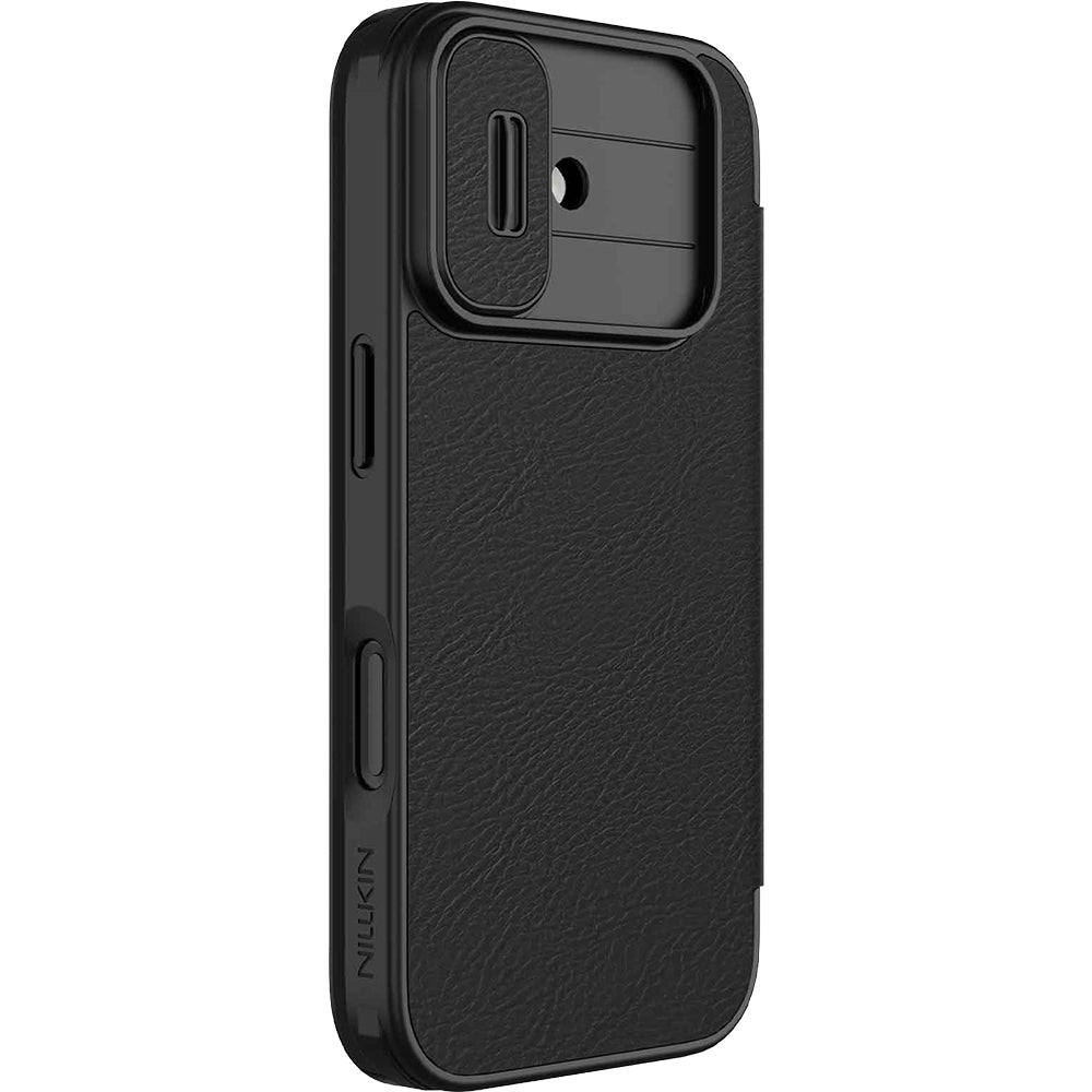Handyhülle mit Klappe und Kameraschutz für iPhone 17, Nillkin Qin Pro, Schwarz