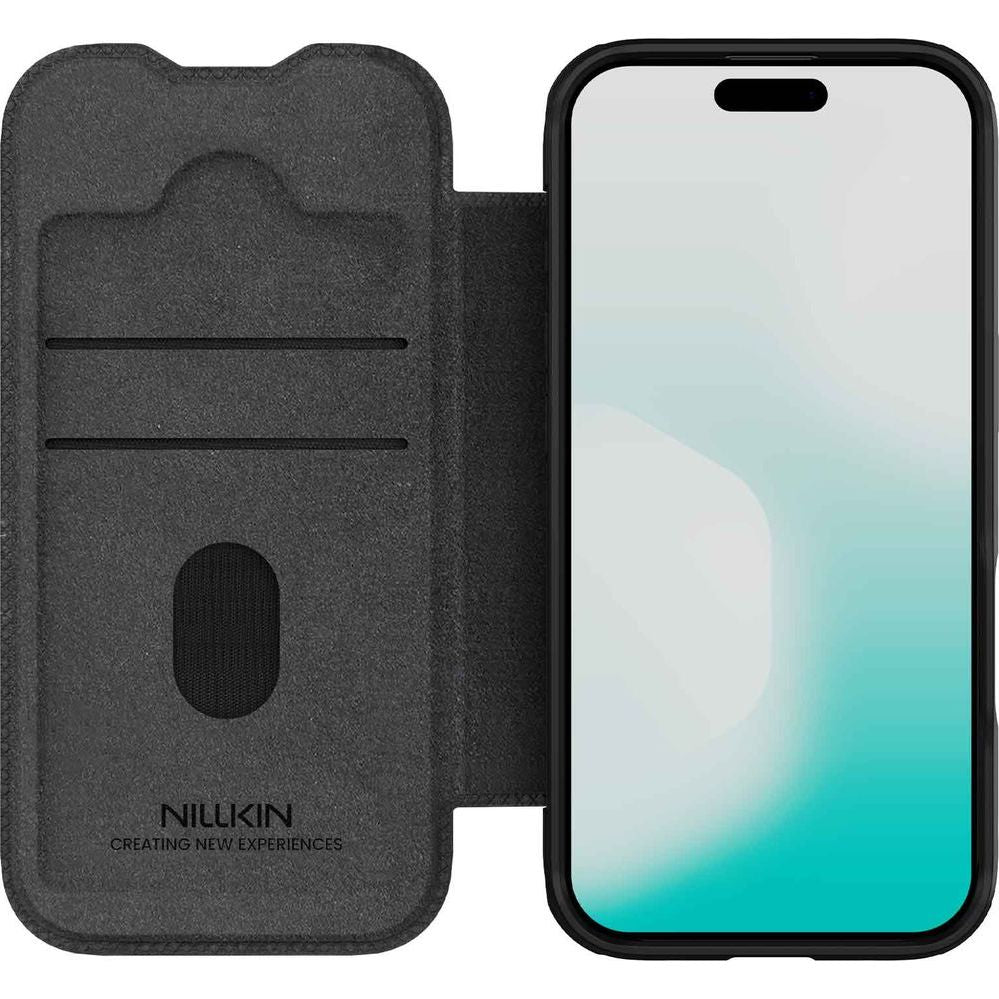 Handyhülle mit Klappe und Kameraschutz für iPhone Air, Nillkin Qin Pro, Schwarz