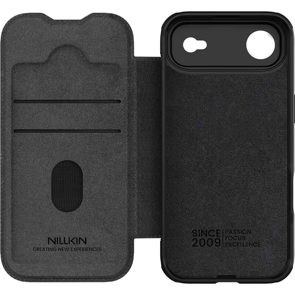 Handyhülle mit Klappe und Kameraschutz für iPhone Air, Nillkin Qin Pro, Schwarz