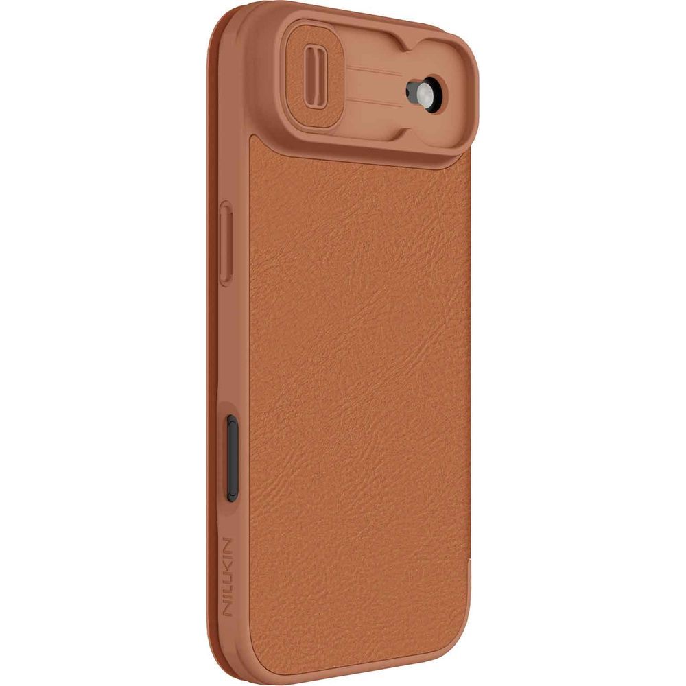 Handyhülle mit Klappe und Kameraschutz für iPhone Air, Nillkin Qin Pro, Braun