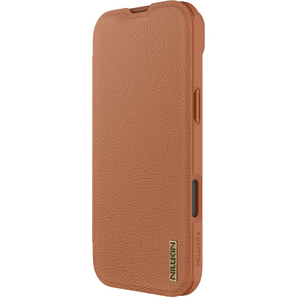 Handyhülle mit Klappe und Kameraschutz für iPhone Air, Nillkin Qin Pro, Braun