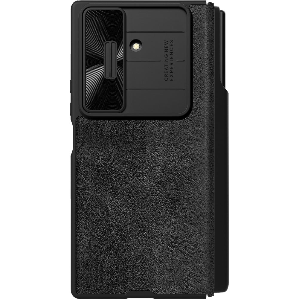 Hadyhülle mit Klappe und Kameraschutz Nillkin Qin Leather Pro Styl Pen Case für Galaxy Z Fold7, Schwarz