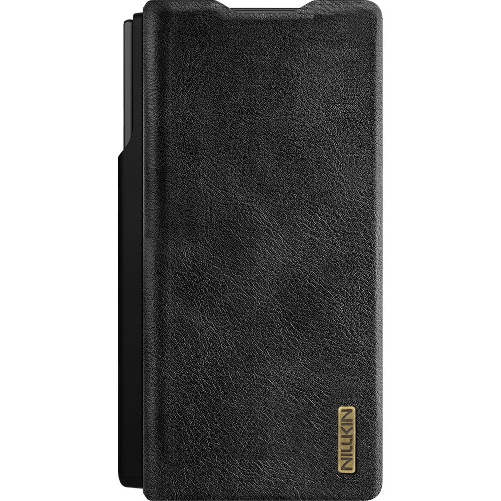 Hadyhülle mit Klappe und Kameraschutz Nillkin Qin Leather Pro Styl Pen Case für Galaxy Z Fold7, Schwarz
