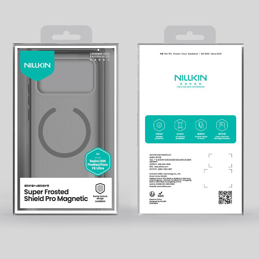 Handyhülle für Xiaomi POCO F8 Ultra, Nillkin Super Frosted Shield Pro Magnetic mit MagSafe, Rauchfarben