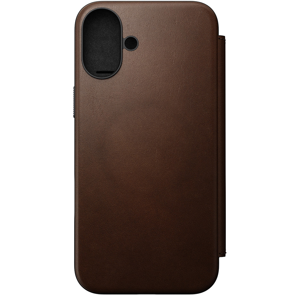 Handyhülle mit Klappe für iPhone 16 Plus, Nomad Modern Leather Folio mit MagSafe, Dunkelbraun