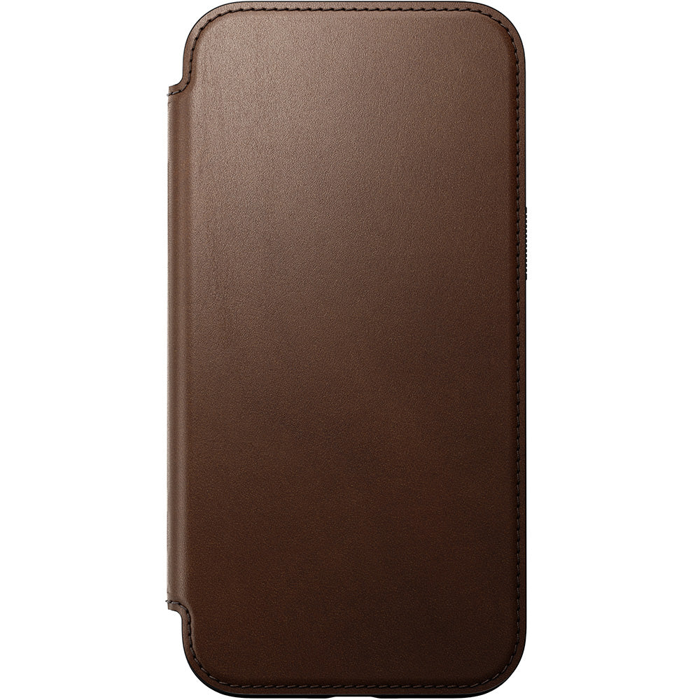 Handyhülle mit Klappe für iPhone 16 Plus, Nomad Modern Leather Folio mit MagSafe, Dunkelbraun