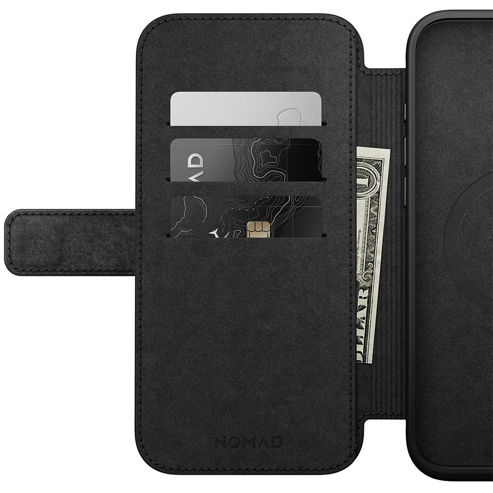 Handyhülle mit Klappe für iPhone 16 Plus, Nomad Modern Leather Folio mit MagSafe, Dunkelbraun