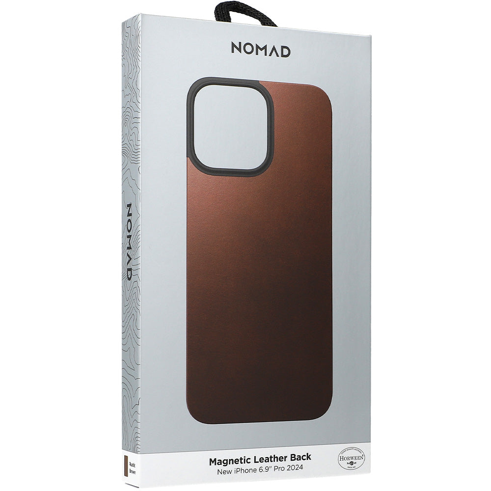 Leder Handyhülle für iPhone 16 Pro Max, Nomad Magnetic Leather Back, Dunkelbraun