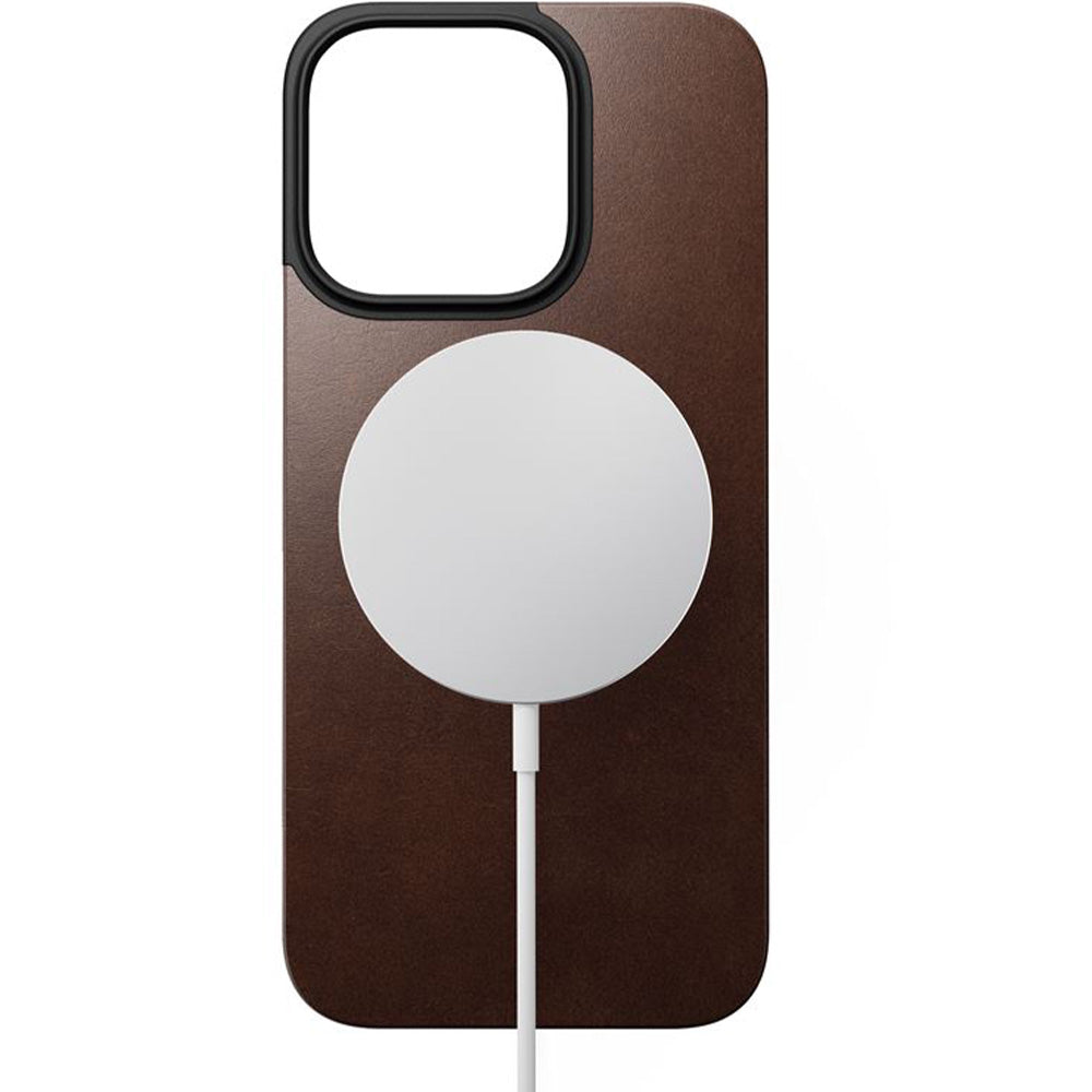 Leder Handyhülle für iPhone 16 Pro Max, Nomad Magnetic Leather Back, Dunkelbraun
