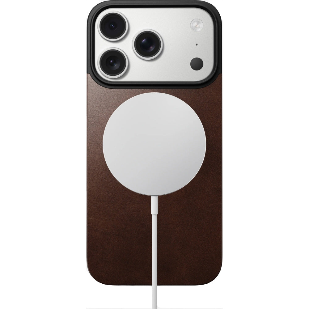 Leder Handyhülle für iPhone 17 Pro, Nomad Magnetic Leather Back, Braun