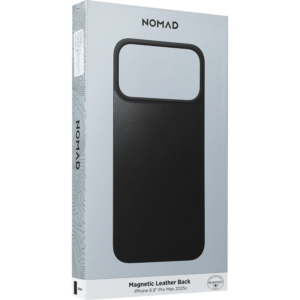 Leder Handyhülle für iPhone 17 Pro Max, Nomad Magnetic Leather Back Horween Series mit MagSafe, Schwarz