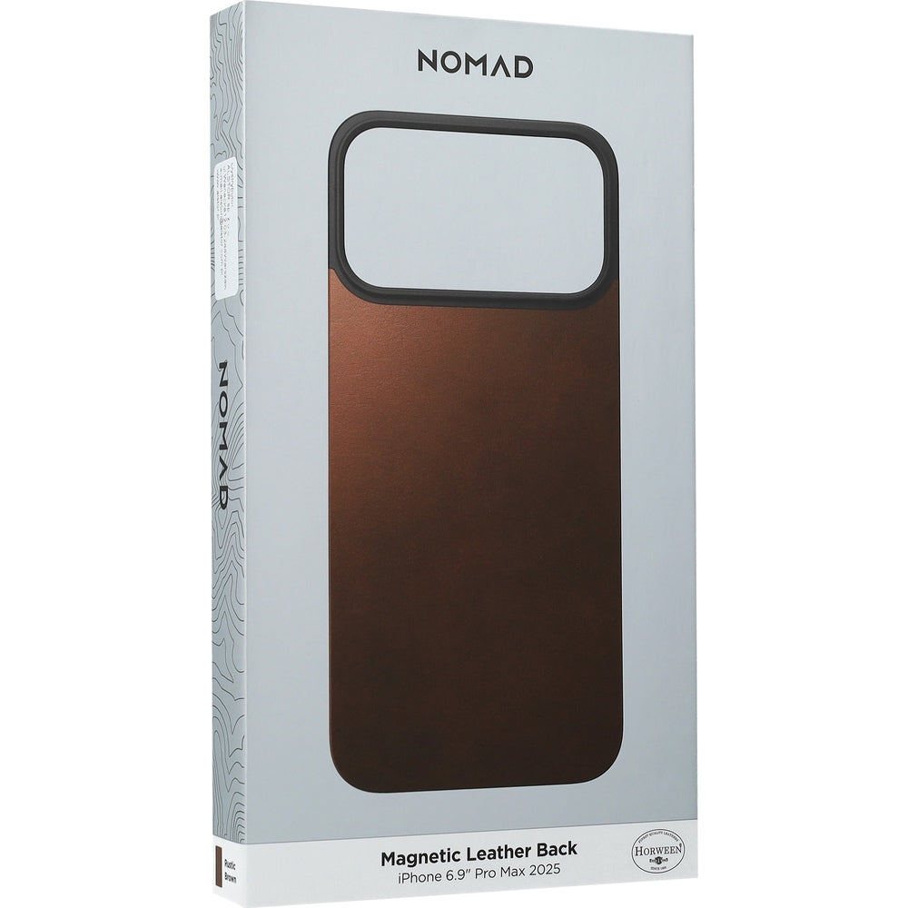 Leder Handyhülle für iPhone 17 Pro Max, Nomad Magnetic Leather Back Horween Series mit MagSafe, Braun