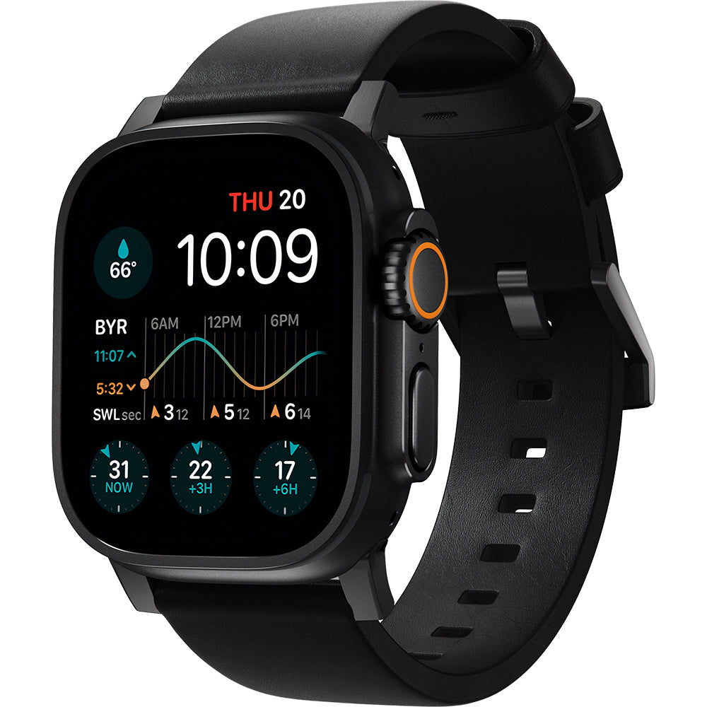Lederarmband für Apple Watch 49/46/45/44 mm, Nomad Modern Band, Schwarz