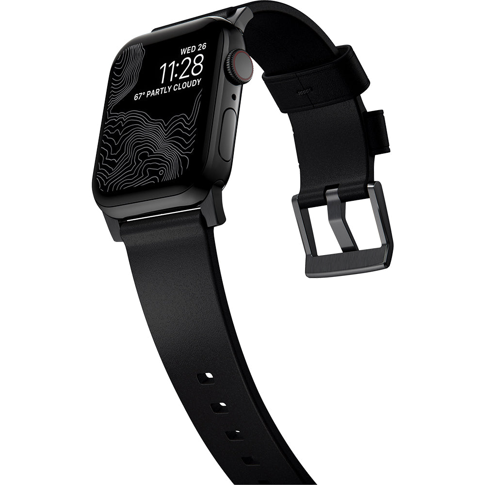 Lederarmband für Apple Watch 49/46/45/44 mm, Nomad Modern Band, Schwarz