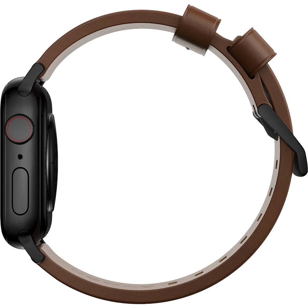 Lederarmband für Apple Watch 49/46/45/44 mm, Nomad Modern Band, Braun-Schwarz