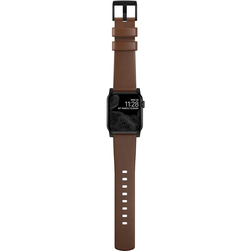 Lederarmband für Apple Watch 49/46/45/44 mm, Nomad Modern Band, Braun-Schwarz