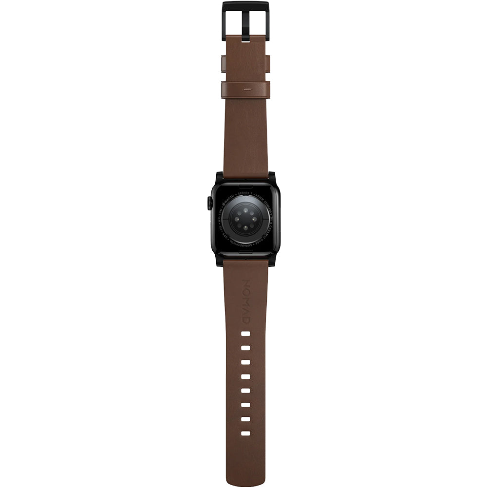 Lederarmband für Apple Watch 49/46/45/44 mm, Nomad Modern Band, Braun-Schwarz