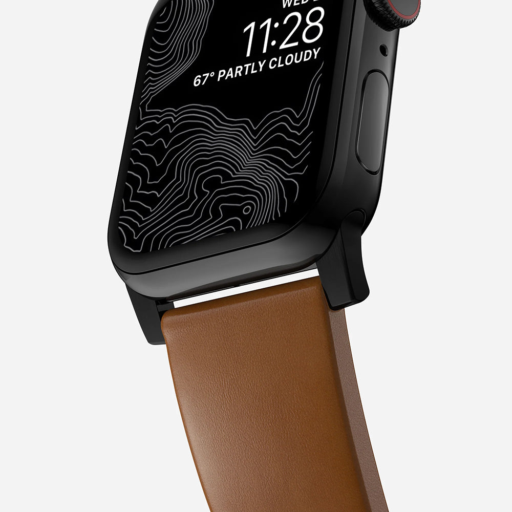 Lederarmband für Apple Watch 49/46/45/44 mm, Nomad Modern Band, Hellbraun-Schwarz