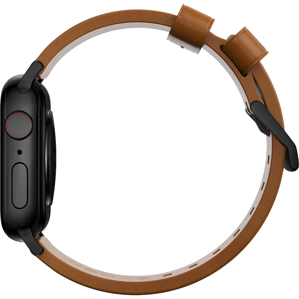 Lederarmband für Apple Watch 49/46/45/44 mm, Nomad Modern Band, Hellbraun-Schwarz
