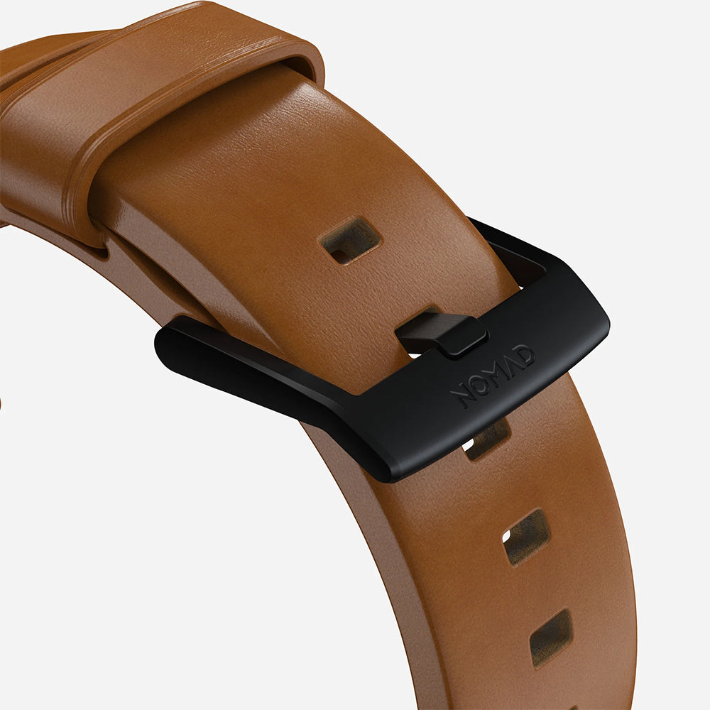 Lederarmband für Apple Watch 49/46/45/44 mm, Nomad Modern Band, Hellbraun-Schwarz