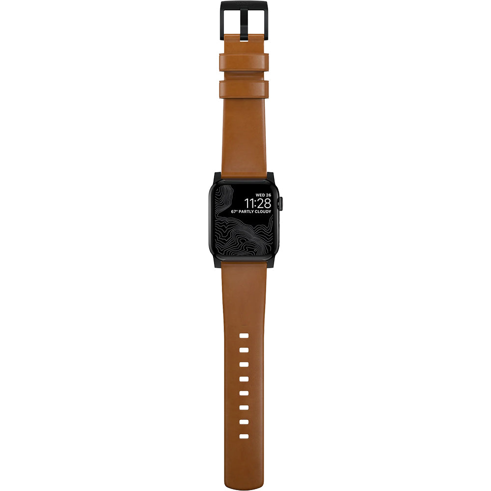 Lederarmband für Apple Watch 49/46/45/44 mm, Nomad Modern Band, Hellbraun-Schwarz