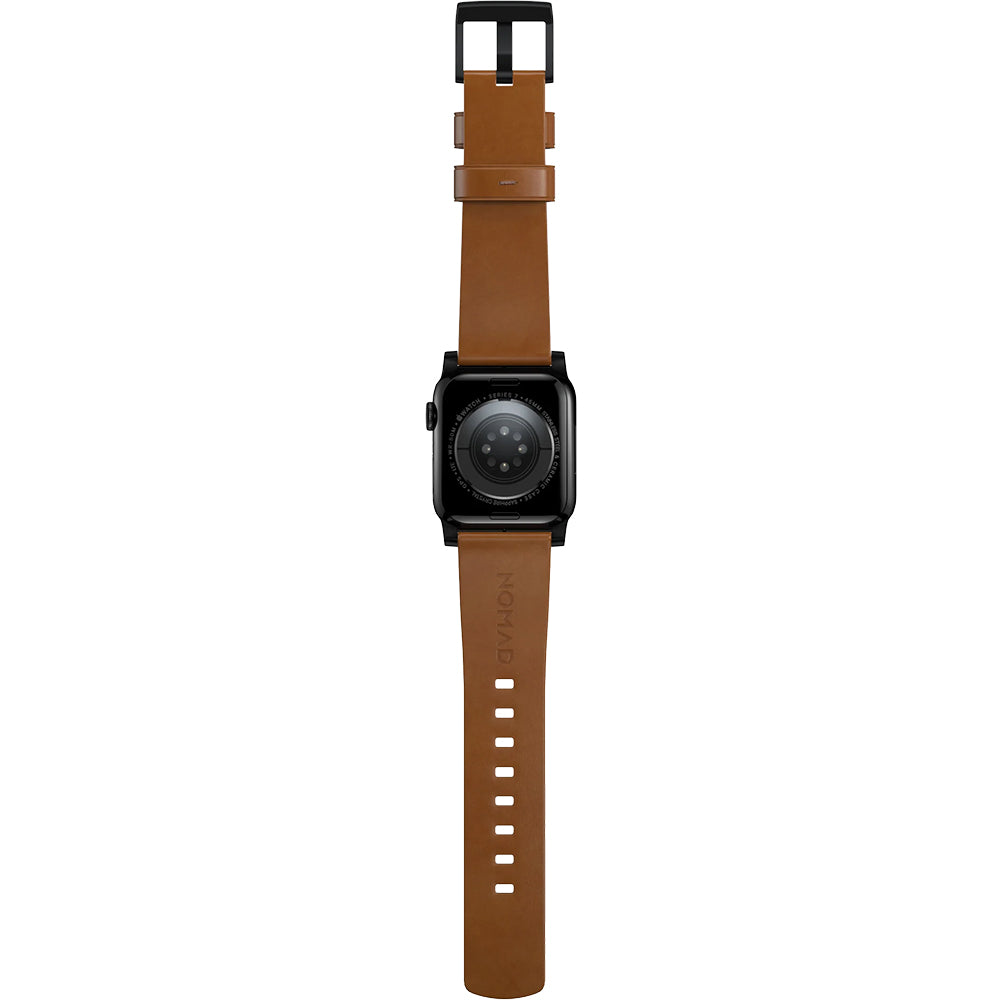 Lederarmband für Apple Watch 49/46/45/44 mm, Nomad Modern Band, Hellbraun-Schwarz