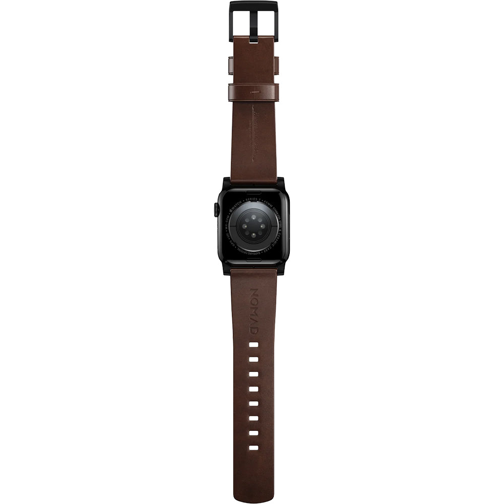 Lederarmband für Apple Watch 49/46/45/44 mm, Nomad Modern Band Horween, Braun-Schwarz