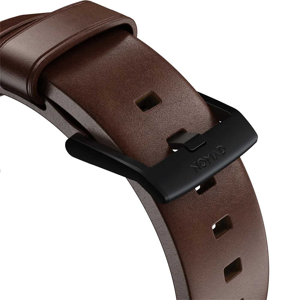 Lederarmband für Apple Watch 49/46/45/44 mm, Nomad Modern Band Horween, Braun-Schwarz