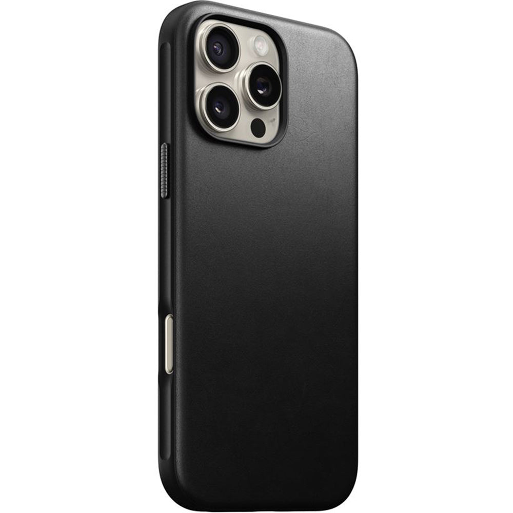 Leder Handyhülle für iPhone 16 Pro Max, Nomad Modern Leather mit MagSafe, Schwarz
