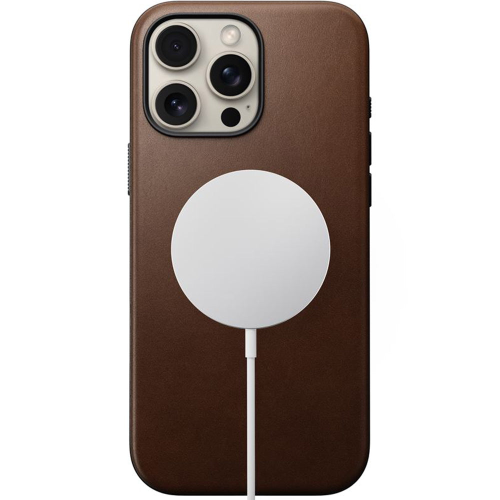 Leder Handyhülle für iPhone 16 Pro Max, Nomad Modern Leather mit MagSafe, Dunkelbraun