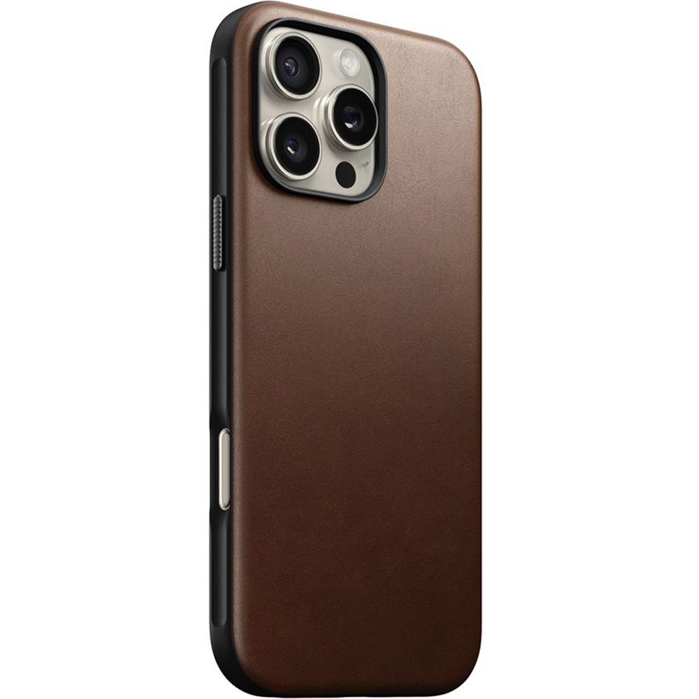 Leder Handyhülle für iPhone 16 Pro Max, Nomad Modern Leather mit MagSafe, Dunkelbraun