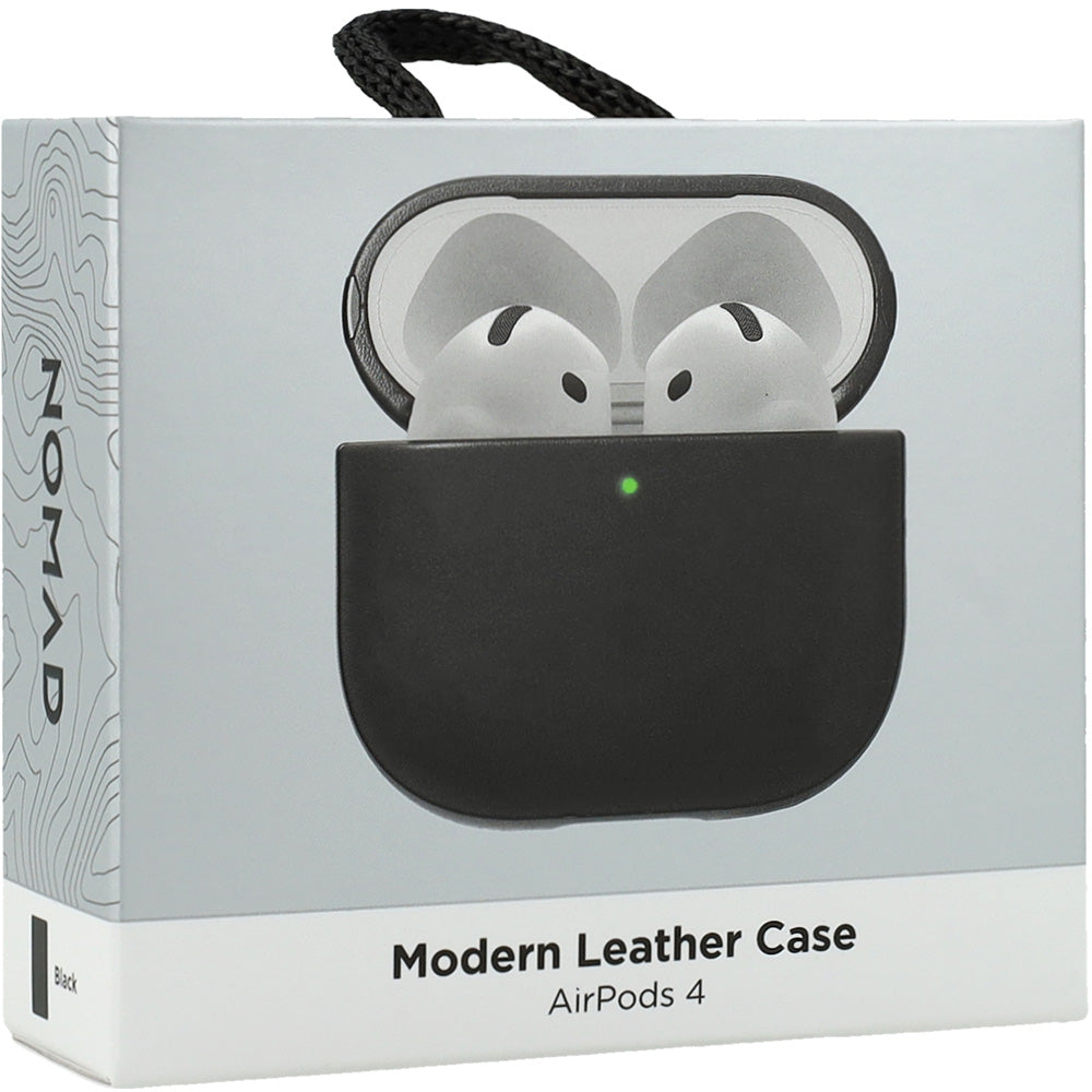 Hülle für AirPods 4, Nomad Modern Leather Case, Schwarz