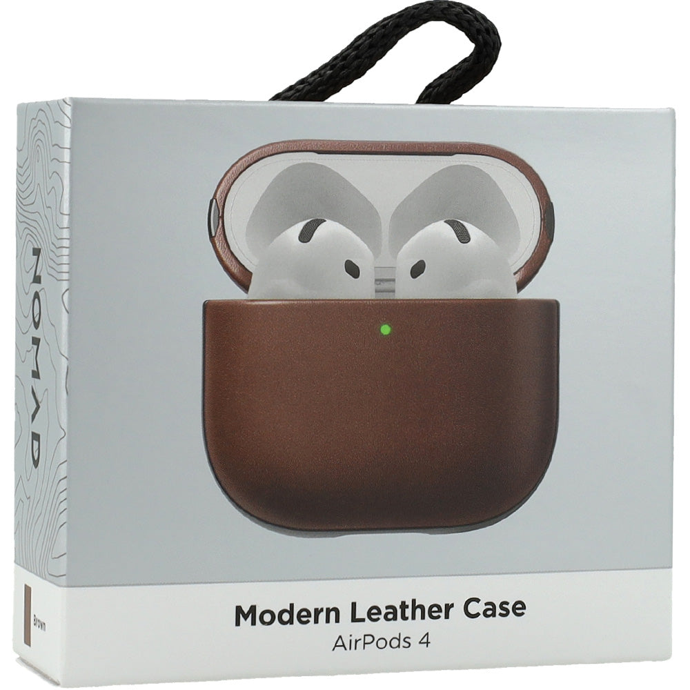 Hülle für AirPods 4, Nomad Modern Leather Case, Braun