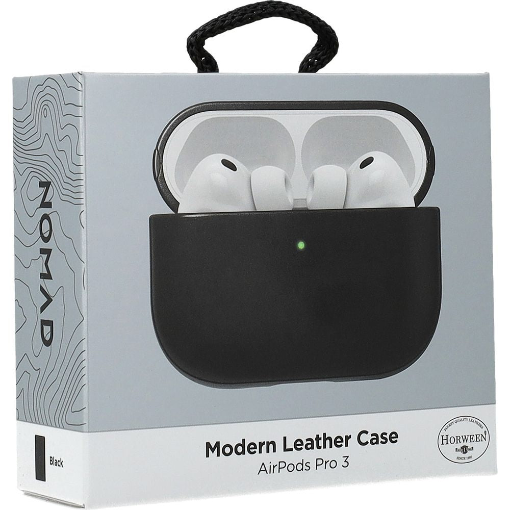 Hülle für AirPods Pro 3, Nomad Modern Leather Horween Series, Schwarz
