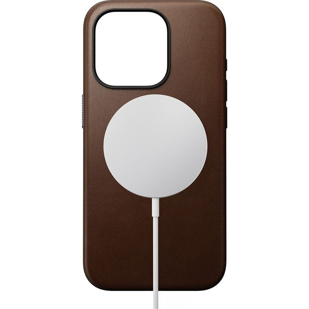 Leder Schutzhülle Nomad Modern Leather MagSafe für iPhone 15 Pro, Dunkelbraun
