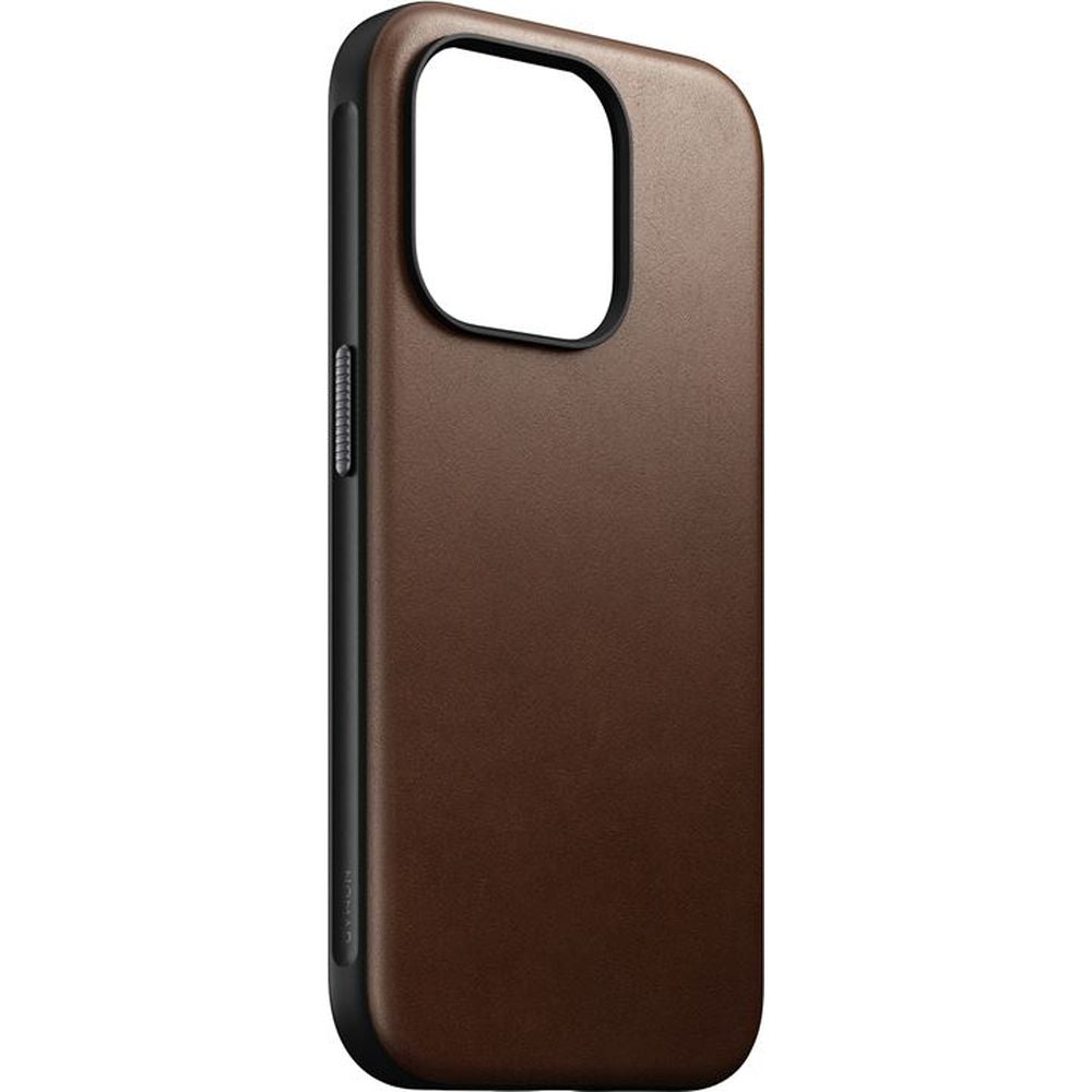 Leder Schutzhülle Nomad Modern Leather MagSafe für iPhone 15 Pro, Dunkelbraun