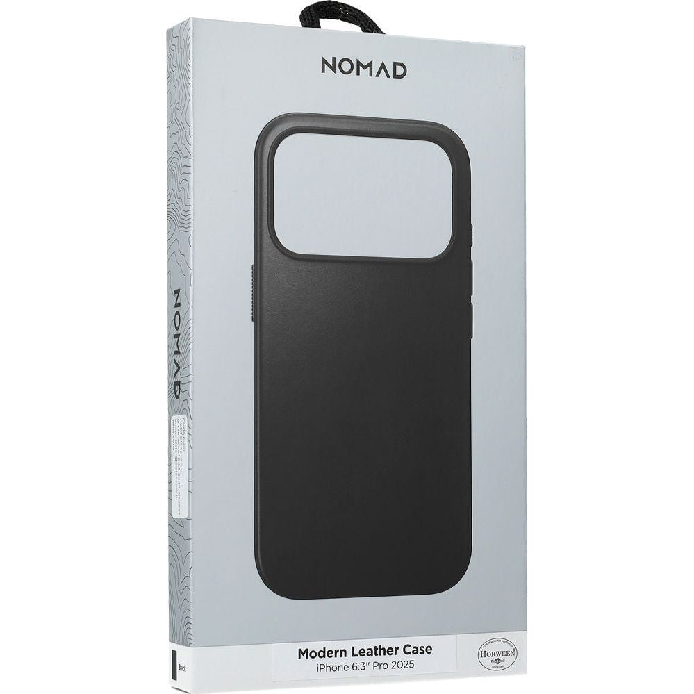 Handyhülle aus Naturleder für iPhone 17 Pro, Nomad Modern Leather Case Horween Series mit MagSafe, Schwarz
