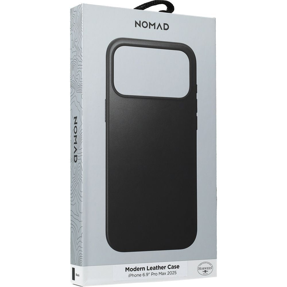 Handyhülle aus Naturleder für iPhone 17 Pro Max, Nomad Modern Leather Case Horween Series mit MagSafe, Schwarz