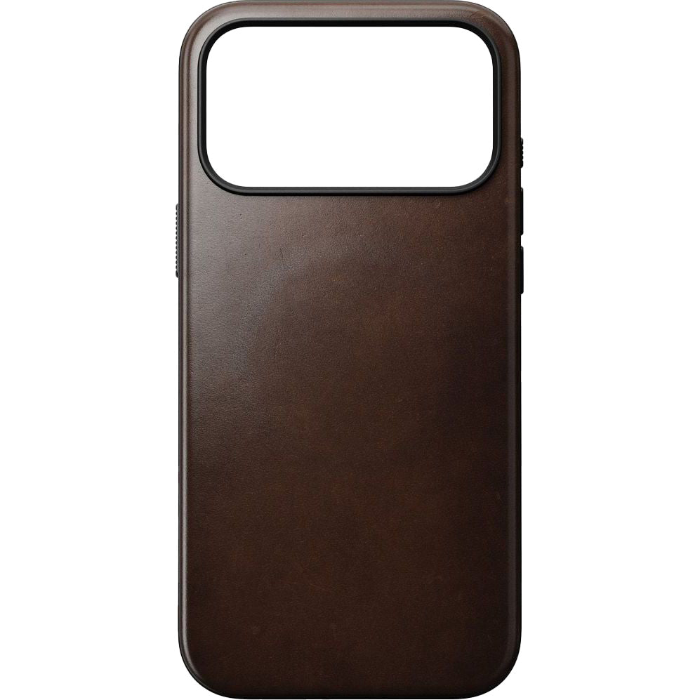 Handyhülle aus Naturleder für iPhone 17 Pro Max, Nomad Modern Leather Case Horween Series mit MagSafe, Rustikal Braun