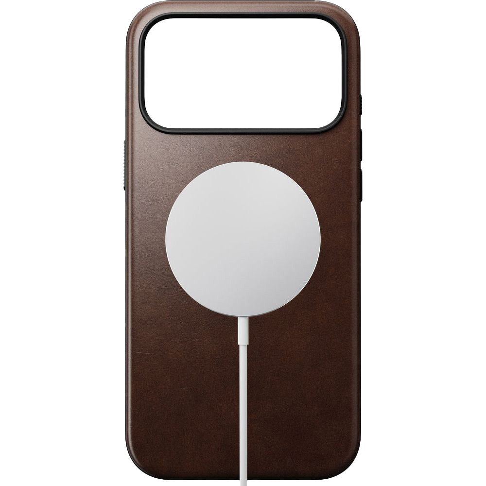 Handyhülle aus Naturleder für iPhone 17 Pro Max, Nomad Modern Leather Case Horween Series mit MagSafe, Rustikal Braun