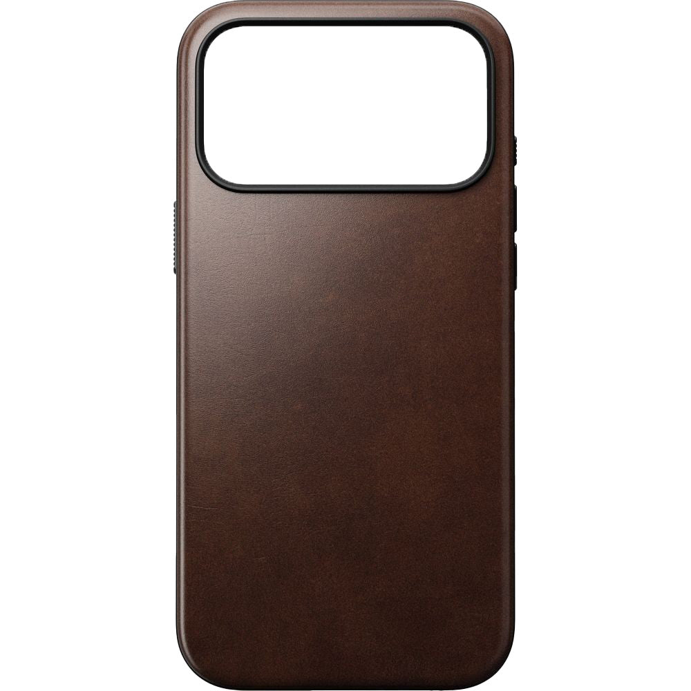 Handyhülle aus Naturleder für iPhone 17 Pro Max, Nomad Modern Leather Case Horween Series mit MagSafe, Rustikal Braun