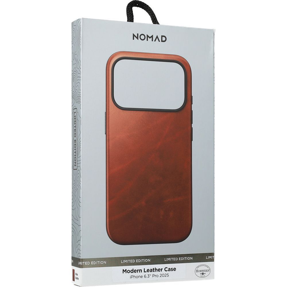 Handyhülle aus Naturleder für iPhone 17 Pro, Nomad Modern Leather Case Horween Series mit MagSafe, Braun