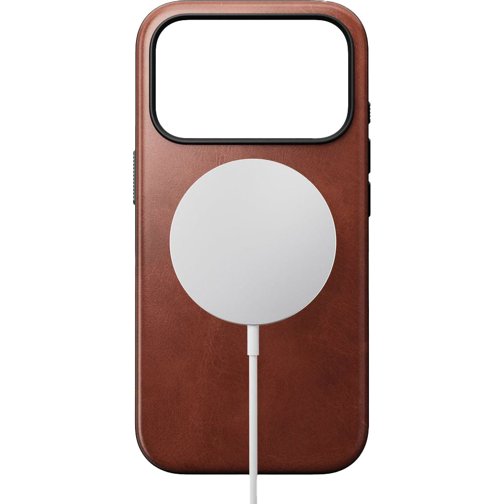 Handyhülle aus Naturleder für iPhone 17 Pro, Nomad Modern Leather Case Horween Series mit MagSafe, Braun