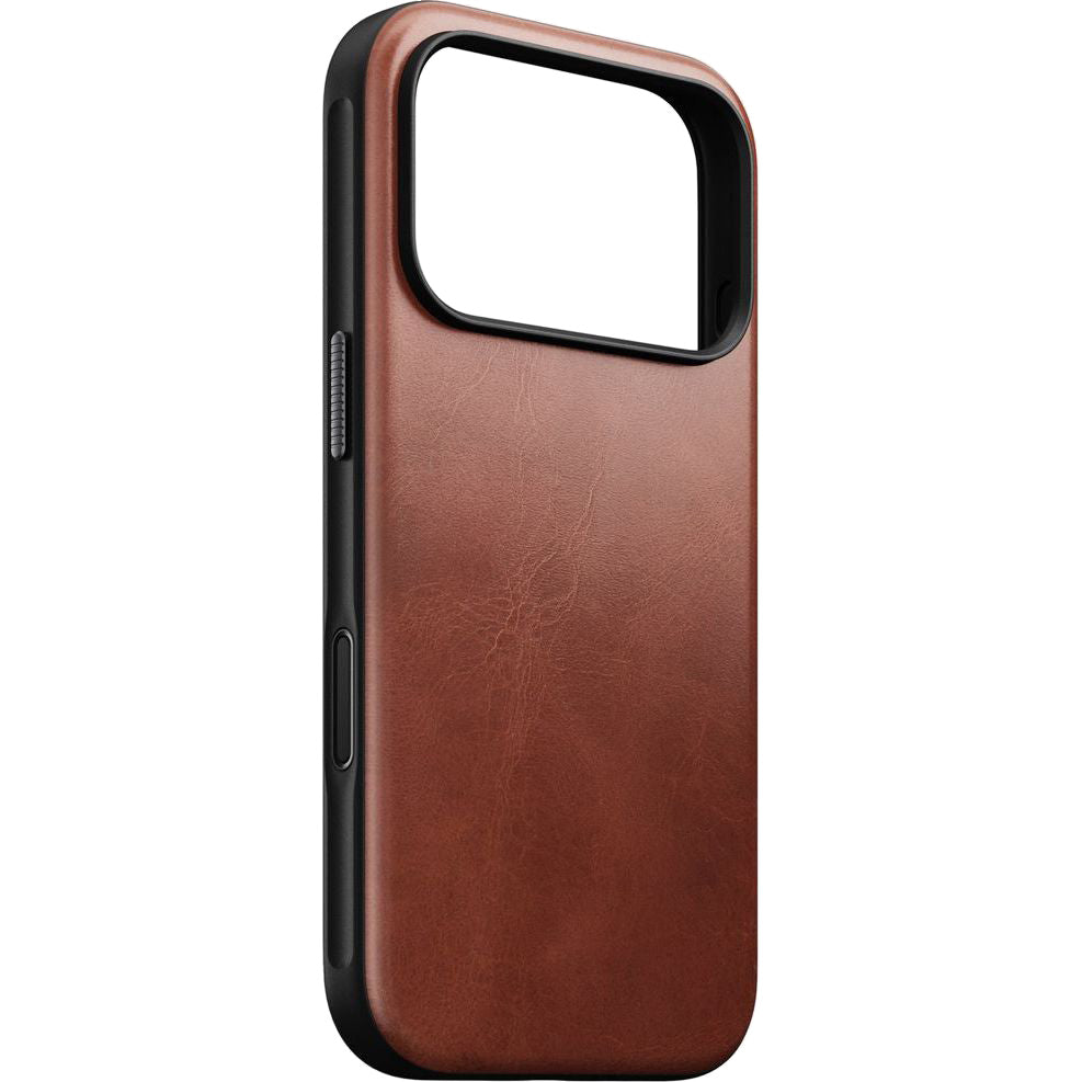 Handyhülle aus Naturleder für iPhone 17 Pro, Nomad Modern Leather Case Horween Series mit MagSafe, Braun