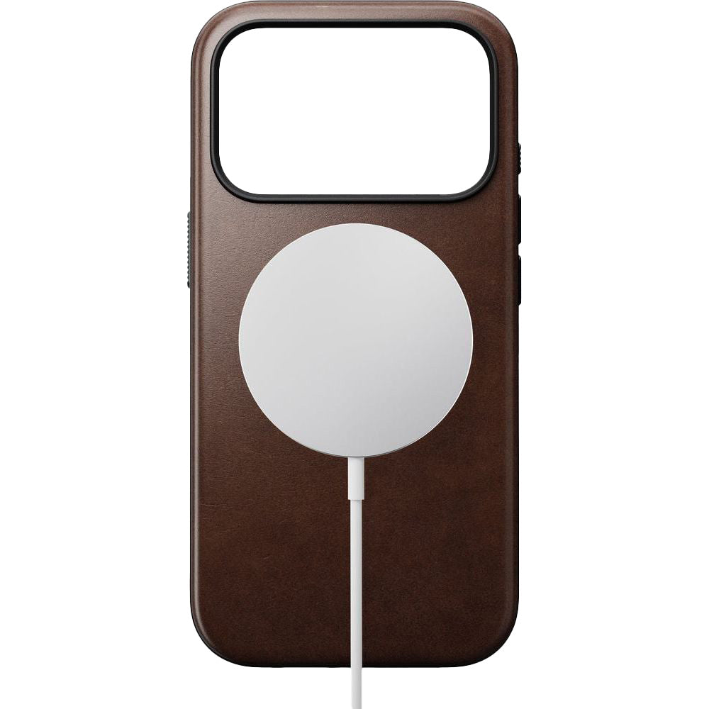 Handyhülle aus Naturleder für iPhone 17 Pro, Nomad Modern Leather Case Horween Series mit MagSafe, Rustikal Braun