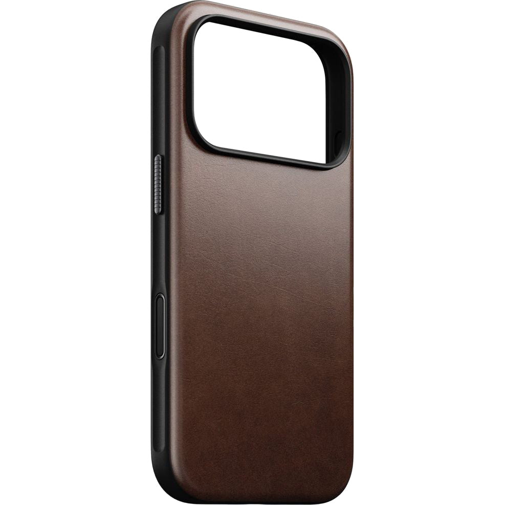 Handyhülle aus Naturleder für iPhone 17 Pro, Nomad Modern Leather Case Horween Series mit MagSafe, Rustikal Braun