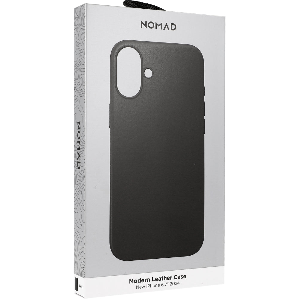 Leder Handyhülle für iPhone 16 Plus, Nomad Modern Leather MagSafe, Schwarz