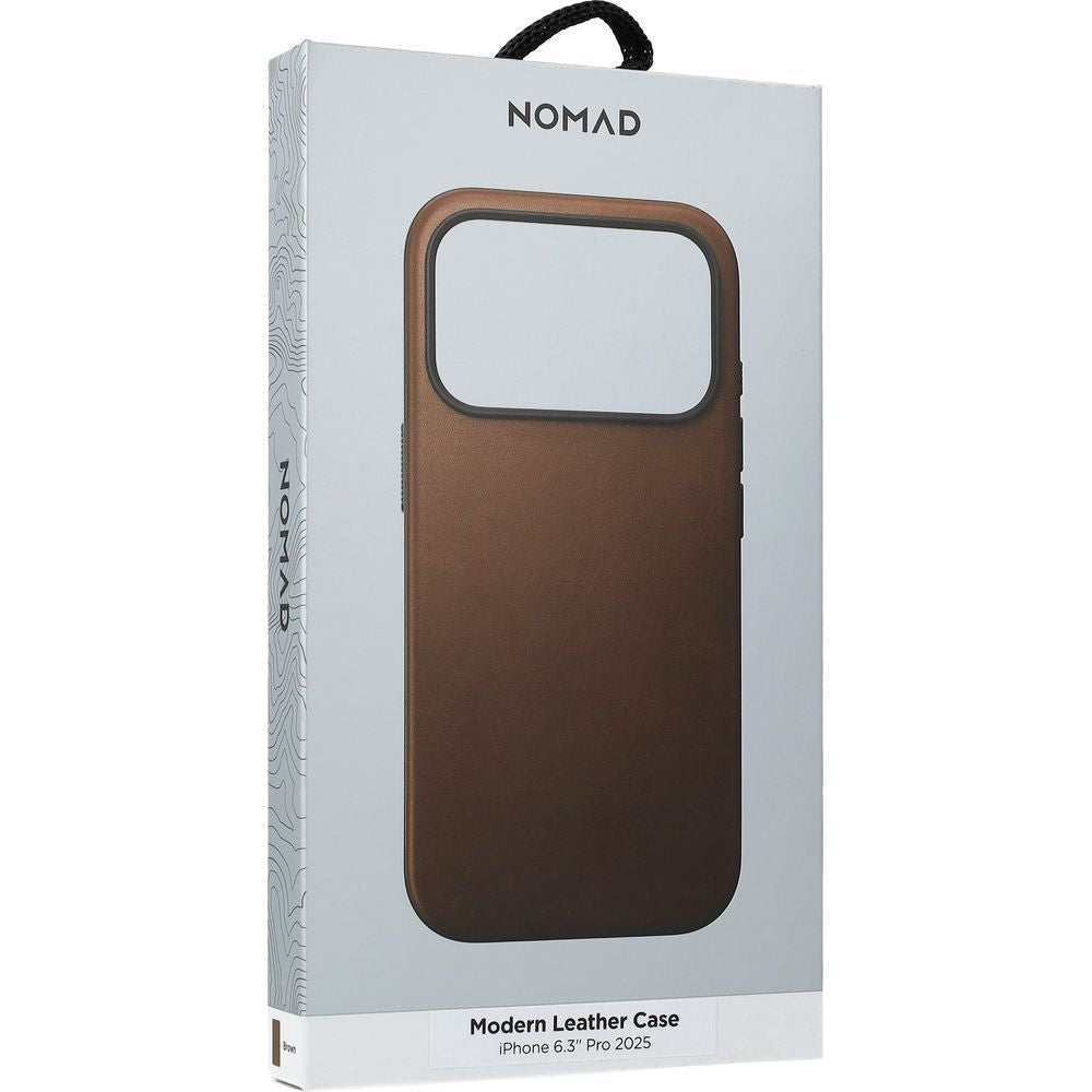 Handyhülle aus Naturleder für iPhone 17 Pro, Nomad Modern Leather Case mit MagSafe, Braun