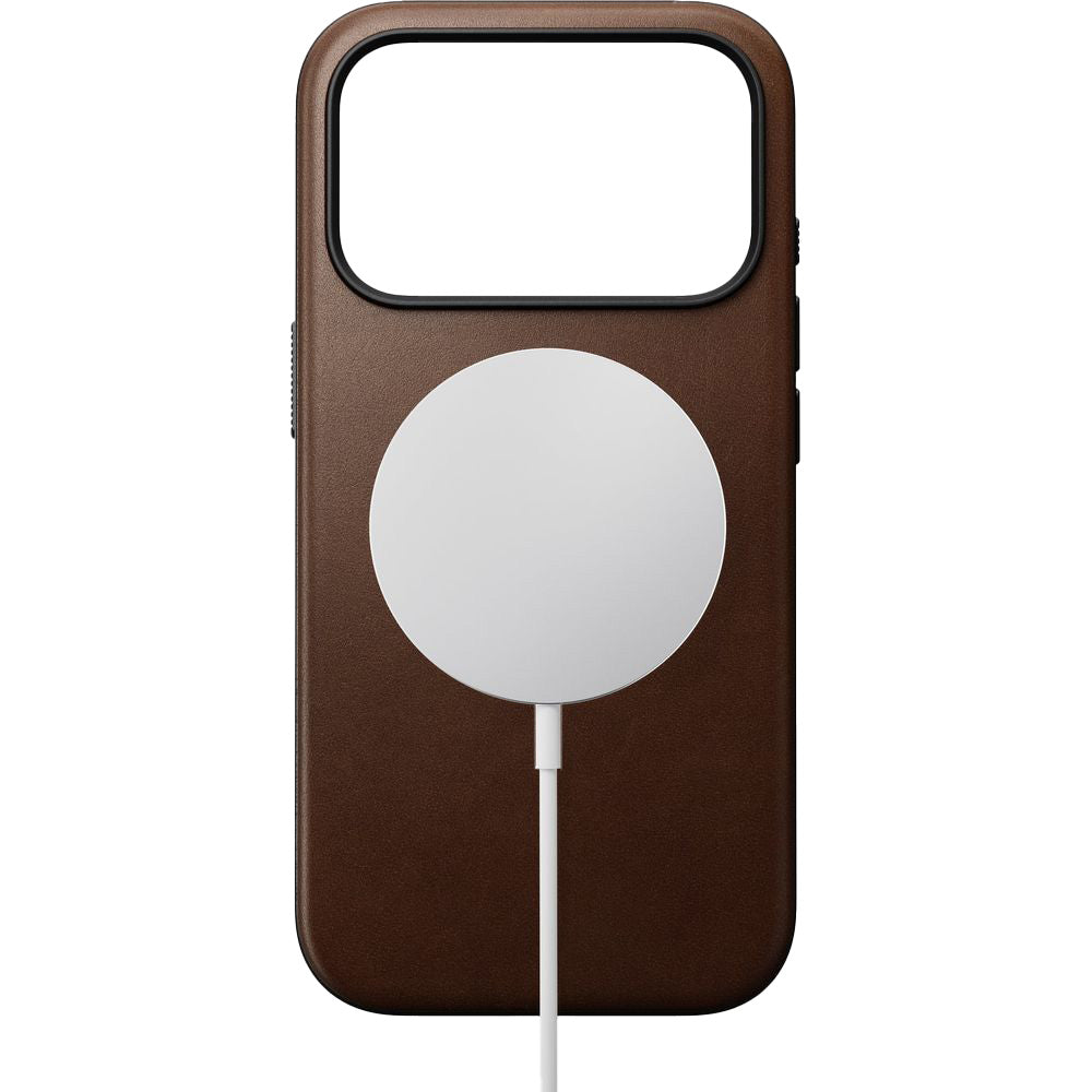 Handyhülle aus Naturleder für iPhone 17 Pro, Nomad Modern Leather Case mit MagSafe, Braun